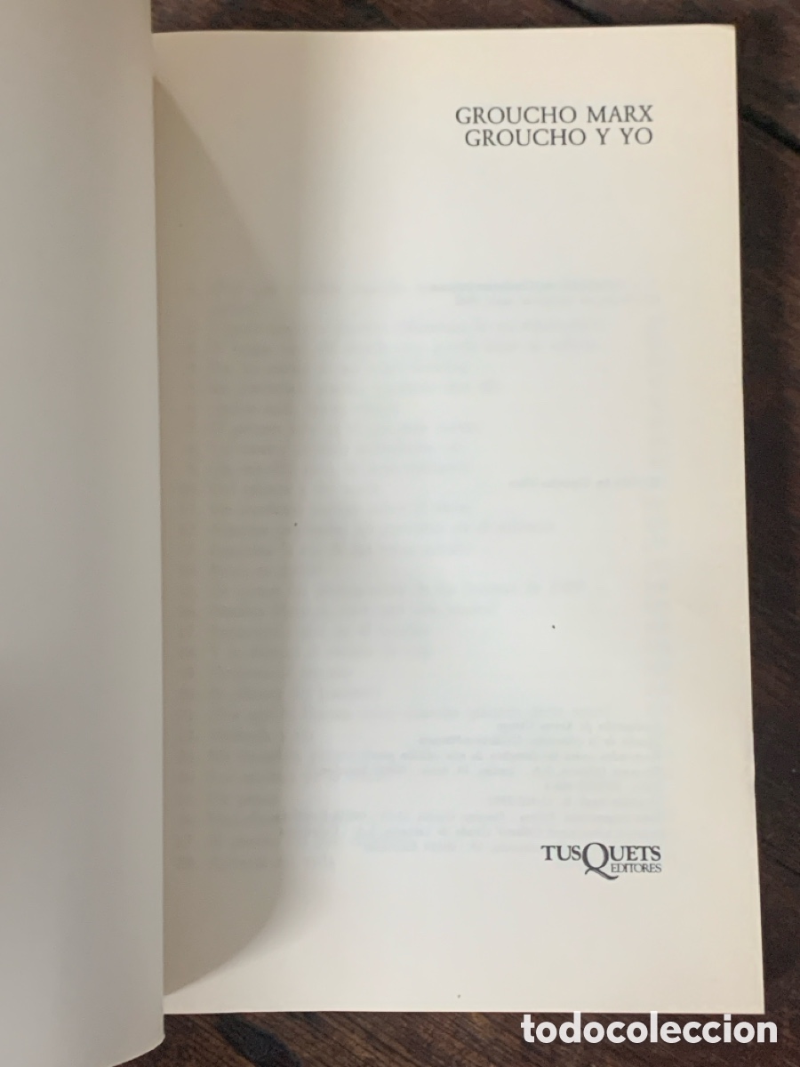Libros: Groucho Y Yo, Groucho Marx - TUSQUETS 1992 - Foto 2