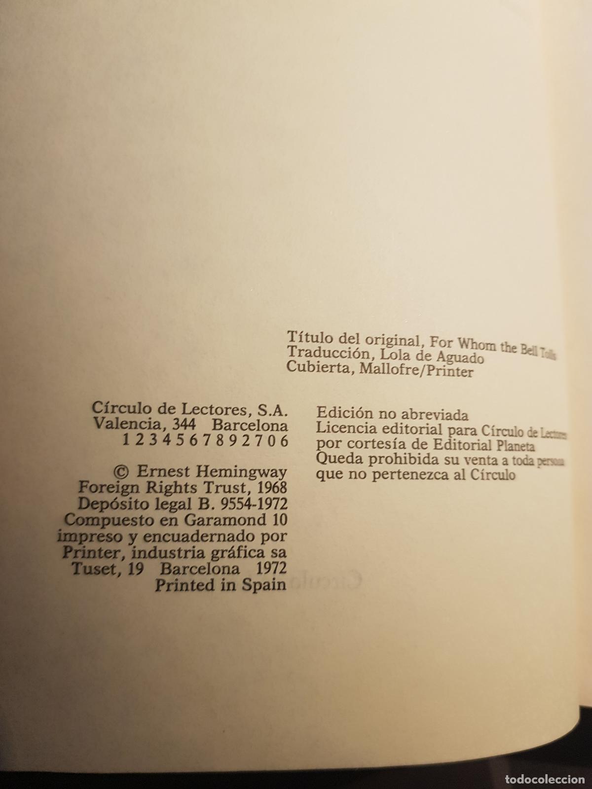 Libros: Por qui&eacute;n doblan las campanas - Ernest Hemingway - Foto 3