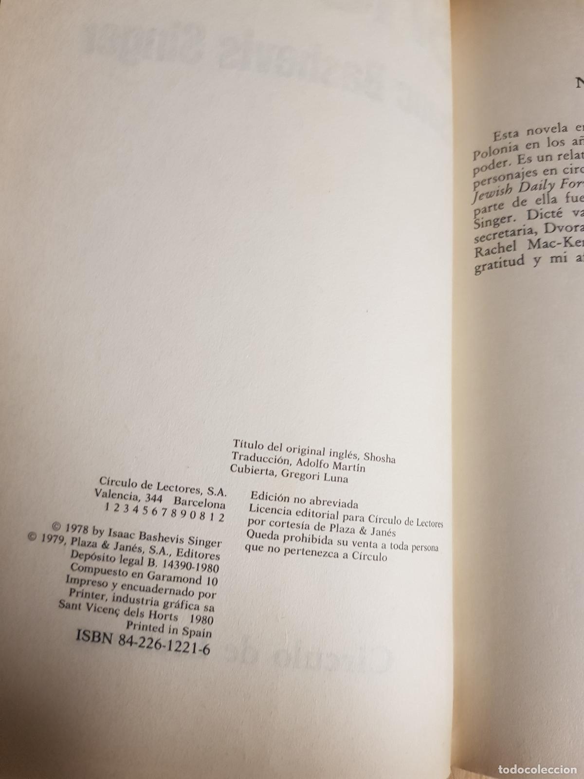 Libros: Shosha - Isaac Bashevis Singer - Foto 3