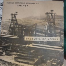 Libros: FACTORÍA DE VERIÑA. UNIÓN DE SIDERÚRGICAS ASTURIANAS, S.A. UNINSA. MAYO 1971. PESO 150 GR.