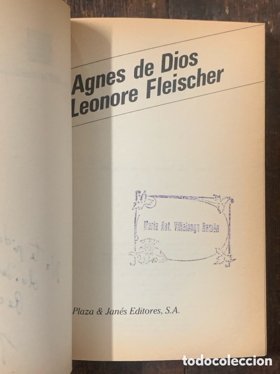 Libros: Agnes de Dios, Leonore Fleischer - PLAZA & JANES 1988 - Foto 2