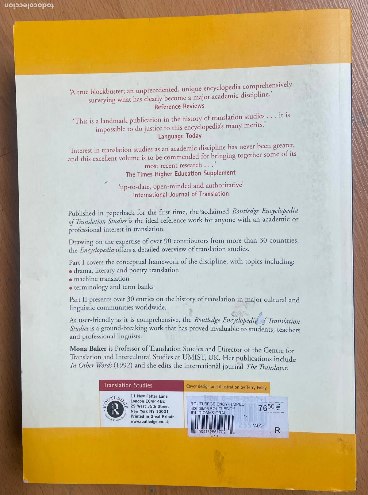 Libros: ROUTLEDGE ENCYCLOPEDIA OF TRANSLATION STUDIES, Edited by Mona Baker - Foto 2