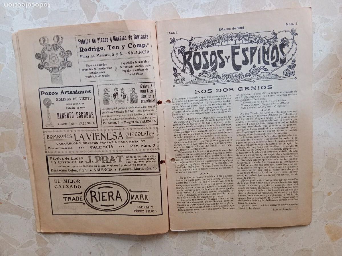 Libros: ROSAS Y ESPINAS - A&Ntilde;O I - MARZO 1915 - Foto 2