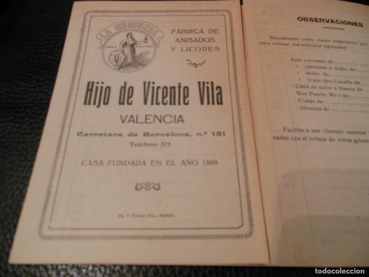 Libros: 1928 Lista de Precios F&aacute;brica de Anisados y Licores La Regional, Hijo de Vicente Vila (Valencia)