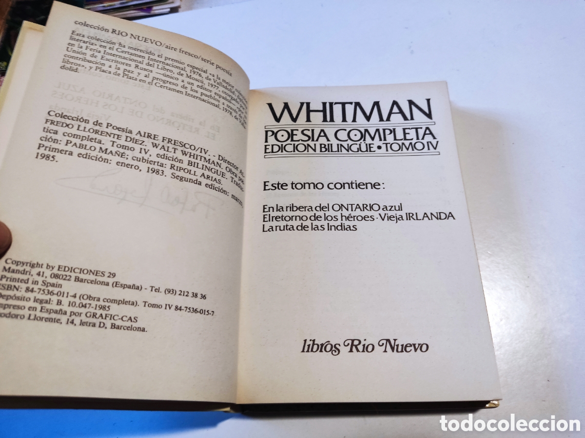 Libros: Libro poes&iacute;a completa edici&oacute;n biling&uuml;e tomo IV Whitman - Foto 6