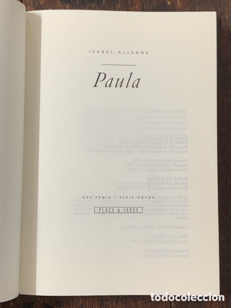 Libros: Paula, Isabel Allende - PLAZA & JANES 1994 - Foto 2