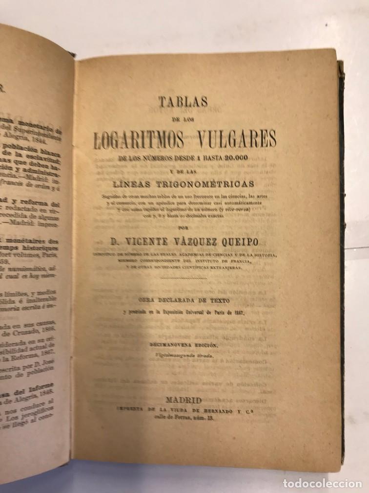 Libros: TABLAS DE LOS LOGAR&Iacute;TMOS VULGARES. - VICENTE V&Aacute;ZQUEZ QUEIPO. - Foto 1