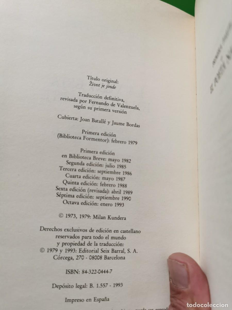 Libros: LA VIDA EST&Aacute; EN OTRA PARTE - MILAN KUNDERA - Foto 3
