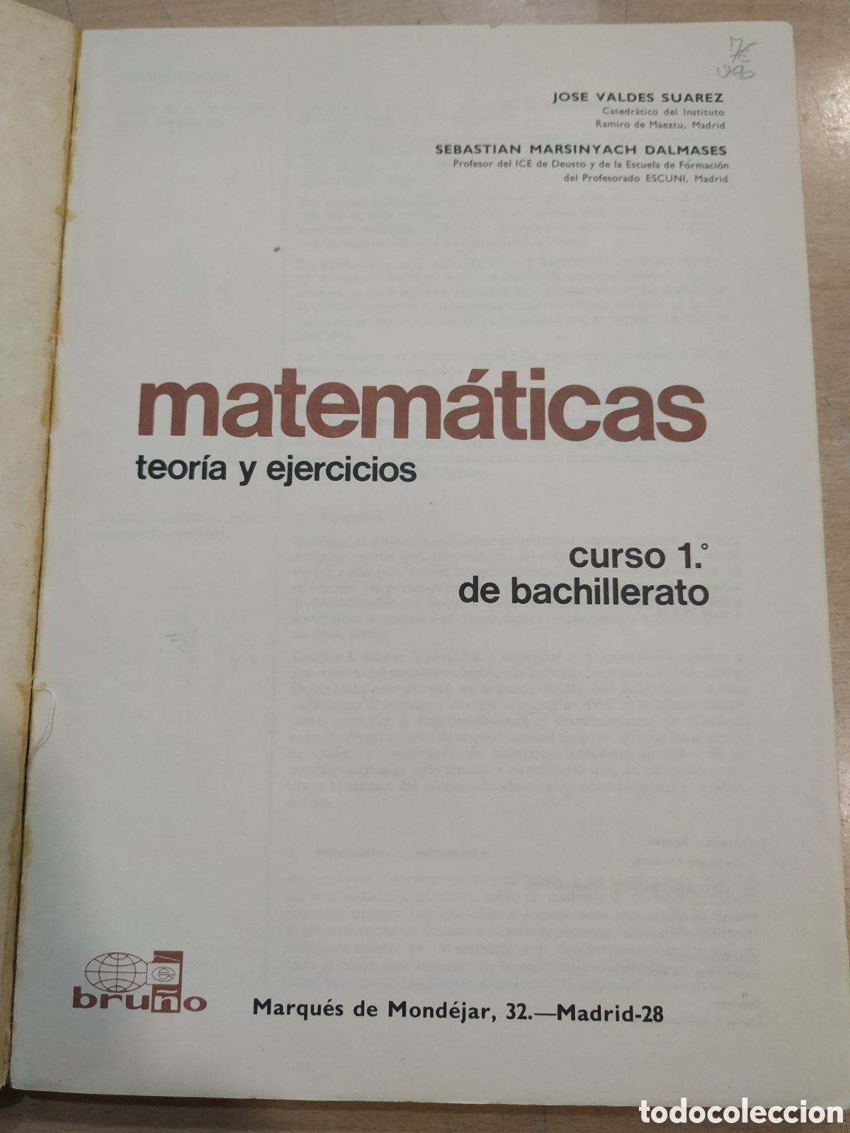 Libros: Matem&aacute;ticas. Curso 1de bachillerato. Editorial Bruno - Foto 2