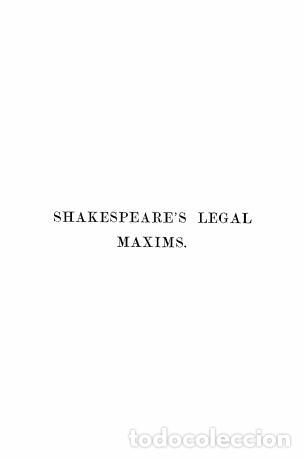 Libros: Shakespeares Legal Maxims - Rushton William Lowes