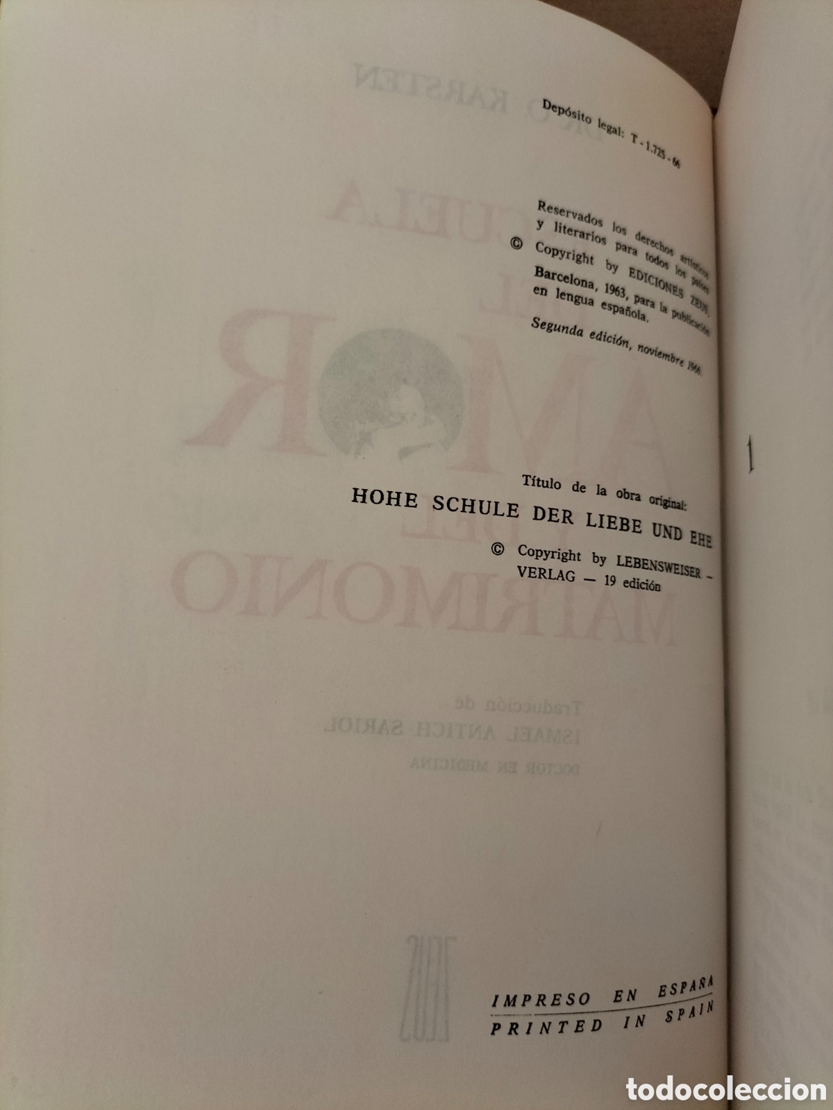 Libros: Escuela del amor y del matrimonio. Dr O Karsten. Ediciones Zeus, 1966. Libro - Foto 4