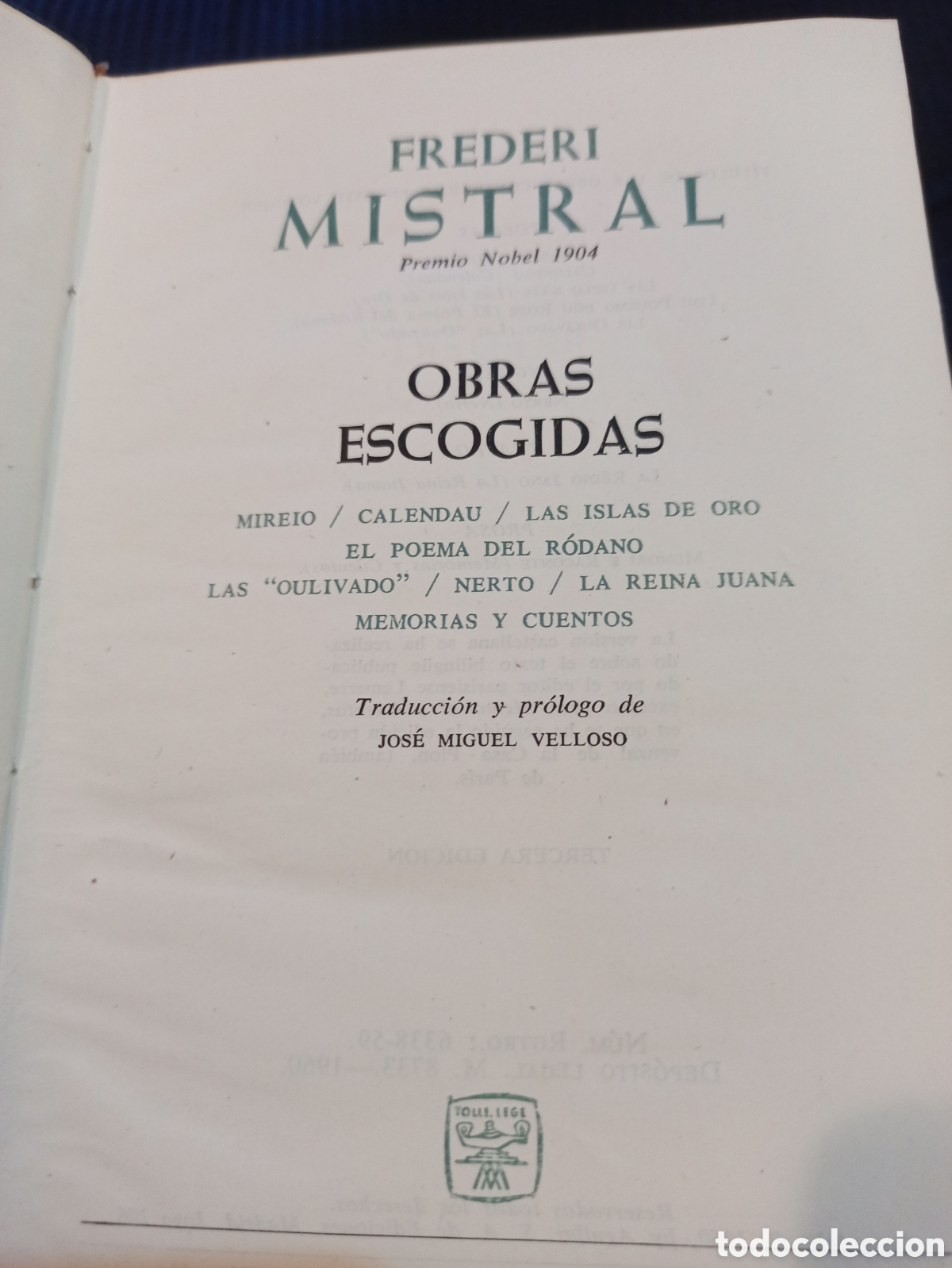 Libros: Frederi Mistral - Obras escogidas. Aguilar - Foto 3