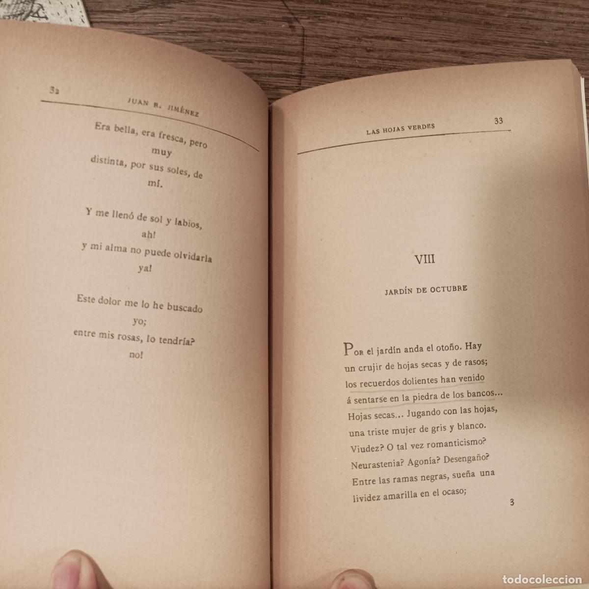Libros: JIM&Eacute;NEZ, Juan Ram&oacute;n.- - Las hojas verdes. (Olvidanzas). - Foto 3