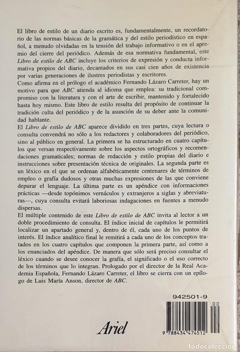 Libros: EL LIBRO DE ESTILOS DE ABC. ARIEL 1993. - Foto 2