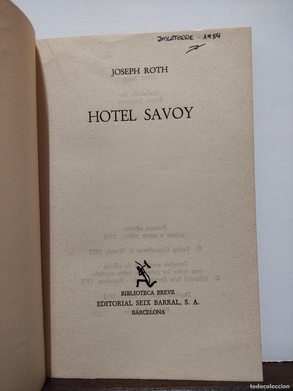 Libros: HOTEL SAVOY - JOSEPH ROTH - Foto 2