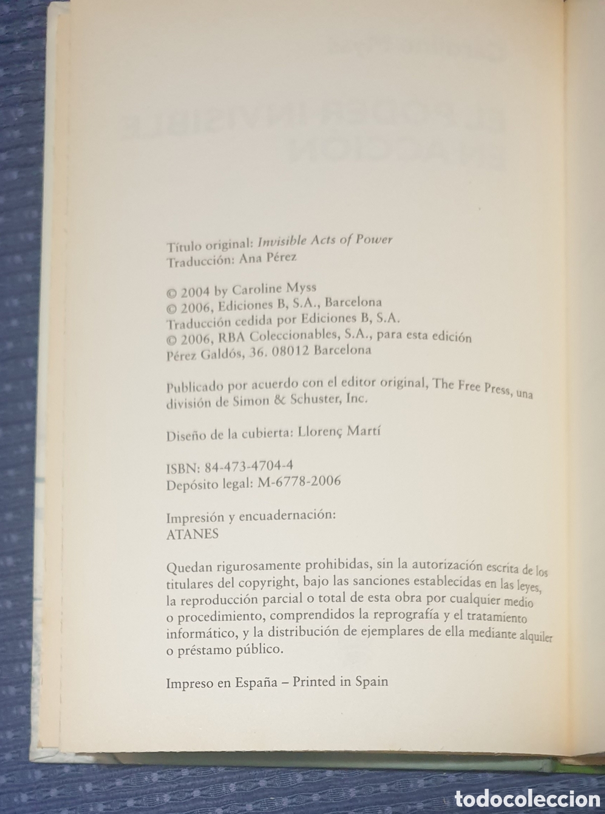Libros: EL PODER INVISIBLE EN ACCION. CAROLINE MYSS. RBA. - Foto 3