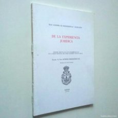 Libros: DE LA EXPERIENCIA JURÍDICA - ANTONIO HERNÁNDEZ GIL