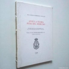 Libros: ANTE LA TEORÍA PURA DEL DERECHO - ANTONIO HERNÁNDEZ GIL