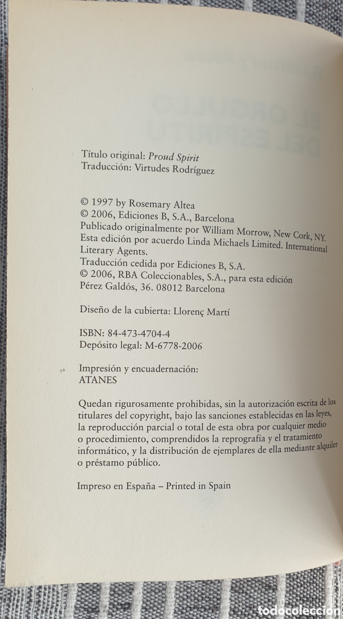 Libros: EL ORGULLO DEL ESP&Iacute;RITU. ROSEMARY ALTEA. RBA. - Foto 3