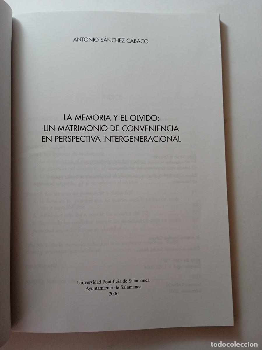 Libros: LA MEMORIA Y EL OLVIDO - ANTONIO S&Aacute;NCHEZ CABACO - Foto 3