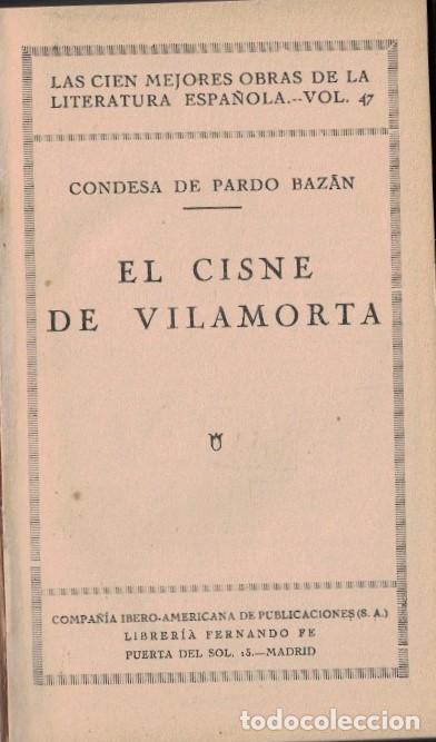 Libros: EL CISNE DE VILAMORTA. - Pardo Baz&aacute;n. Condesa de, - Foto 1