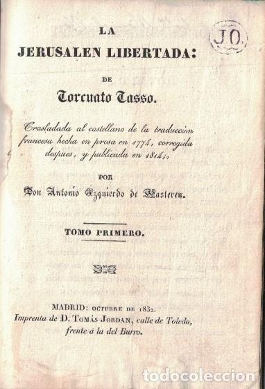 Libros: LA JERUSALEN LIBERTADA. 2 Tomos. - Tasso. Torcuato, - Foto 1