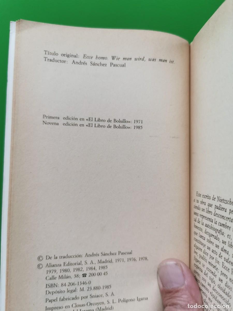 Libros: ECCE HOMO. FRIEFICH NIETZSCHE. ALIANZA. - Foto 3