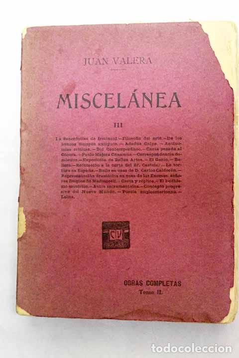 Libros: Miscel&aacute;nea, III: Valera, Juan.- Valera, Juan - Foto 1