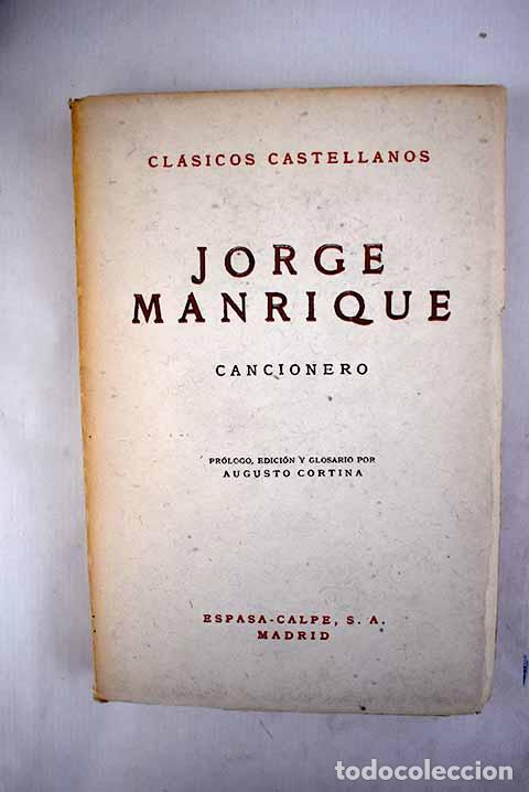 Libros: Cancionero: Manrique, Jorge.- Manrique, Jorge - Foto 1