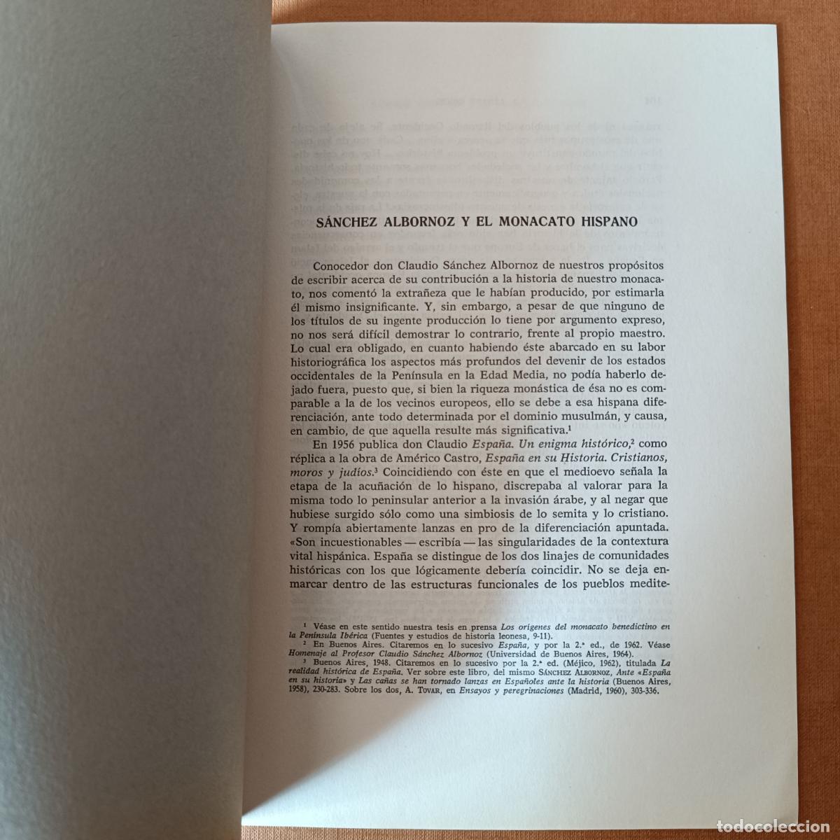 Libros: LINAGE CONDE, Antonio: - S&aacute;nchez Albornoz y el monacato hispano. - Foto 2