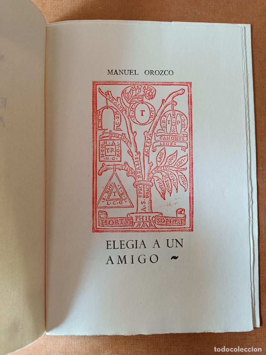 Libros: OROZCO, Manuel: - Eleg&iacute;a a un amigo. - Foto 3