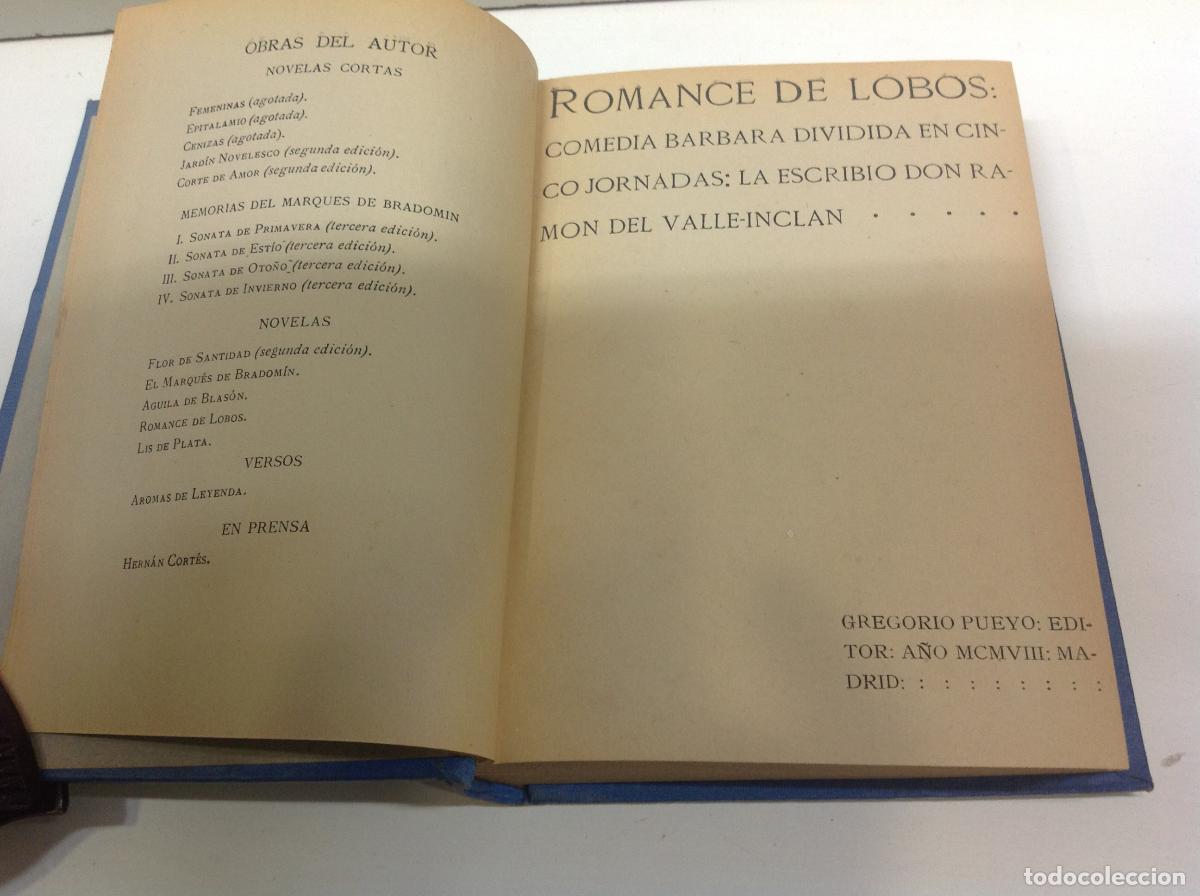 Libros: ROMANCE DE LOBOS PRIMERA EDICION 1908 VALLE INCLAN, RAMON M&ordf; DEL 1908 - Foto 1