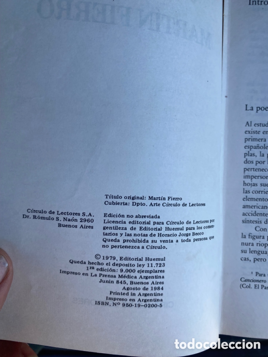 Libros: Martin Fierro Jos&eacute; Hern&aacute;ndez,. C&iacute;rculo de Lectores - Foto 7