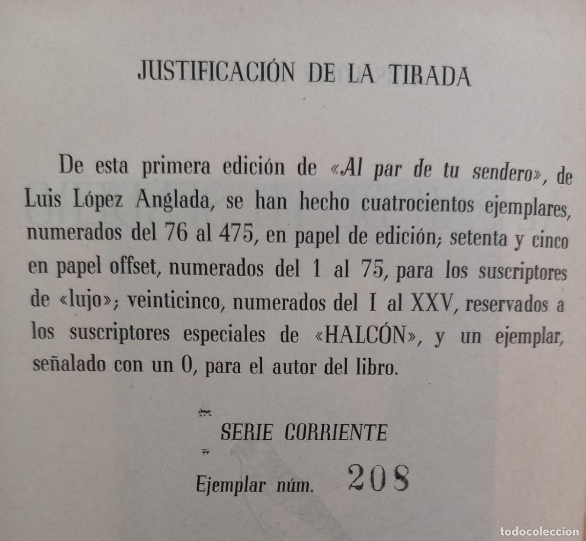Libros: Al par de tu sendero. - L&Oacute;PEZ ANGLADA, Luis: - Foto 8