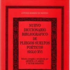 Libros: NUEVO DICCIONARIO DE PLIEGOS SUELTOS POÉTICOS. SIGLO XVI - RODRÍGUEZ-MOÑINO, ANTONIO