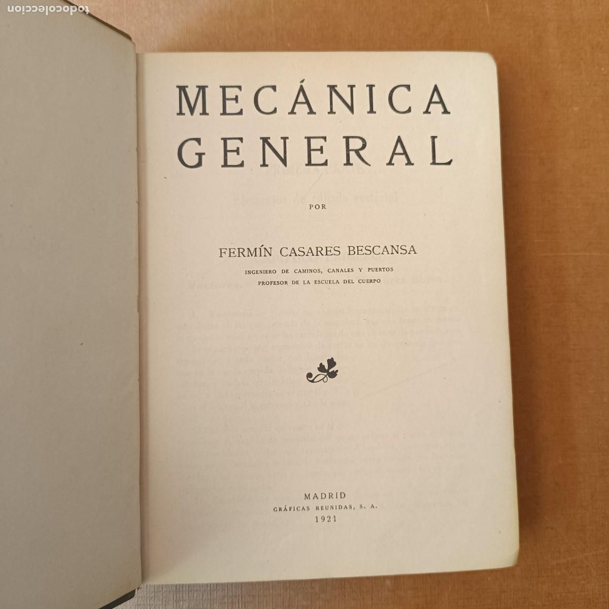 Libros: CASARES BESCANSA, Ferm&iacute;n: - Mec&aacute;nica general. - Foto 1