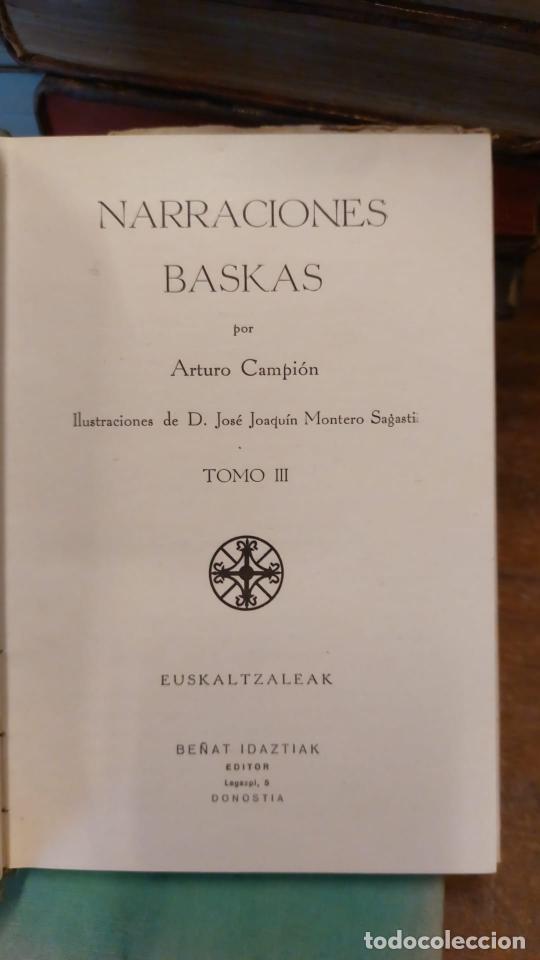 Libros: NARRACIONES BASKAS. 3 tomos. - CAMPION, Arturo - Foto 5