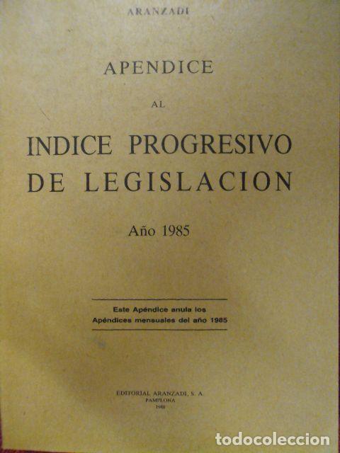 Libros: AP&Eacute;NDICE AL &Iacute;NDICE PROGRESIVO DE LEGISLACI&Oacute;N - SIN AUTOR - Foto 1