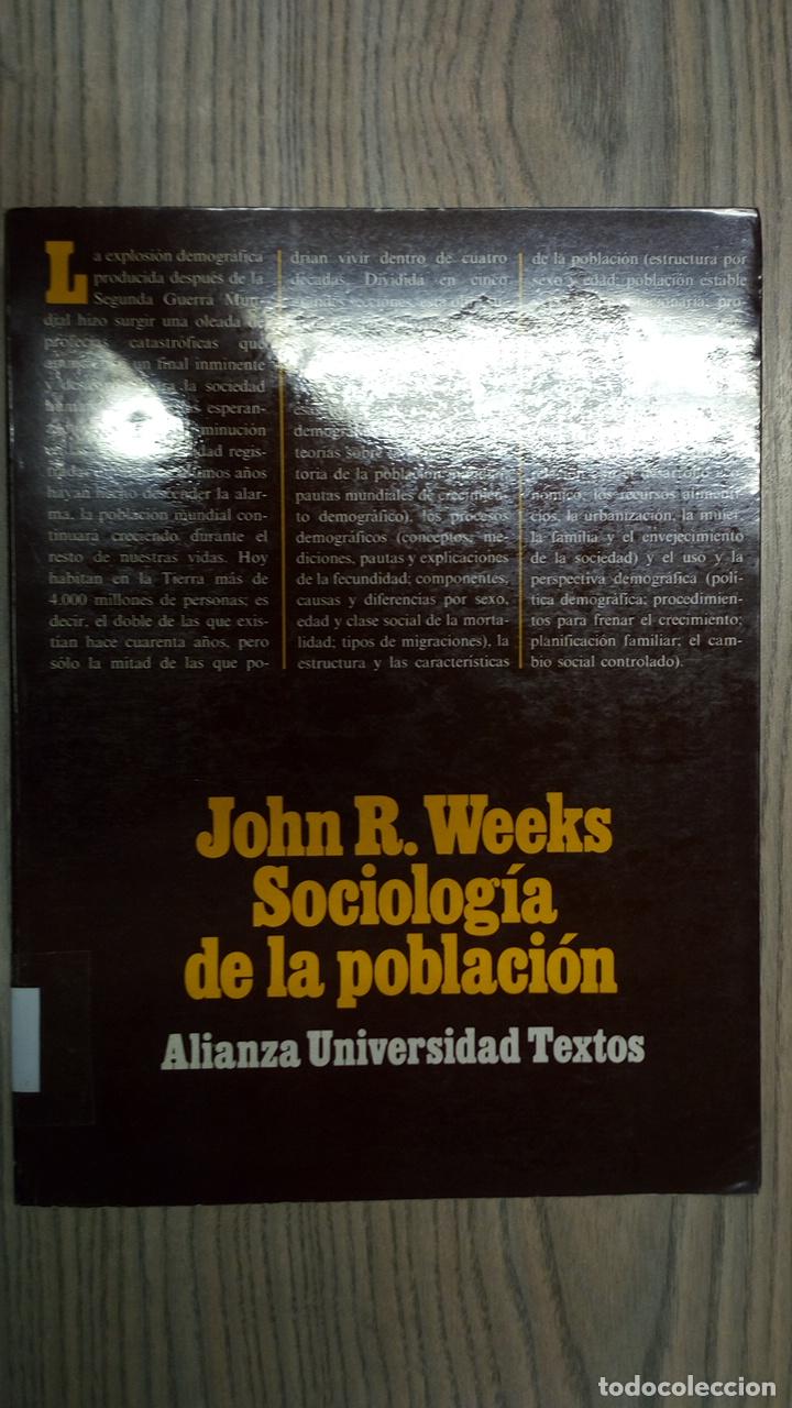 Libros: SOCIOLOG&Iacute;A DE LA POBLACI&Oacute;N - JOHN R. WEEKS - Foto 1
