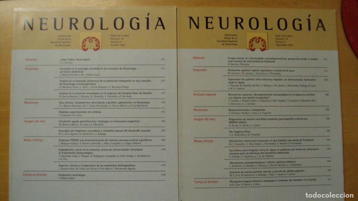 Libros: NEUROLOG&Iacute;A. Vol 18 (7) (8) - Foto 1