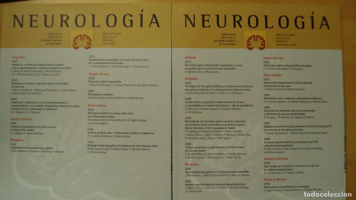 Libros: NEUROLOG&Iacute;A. Vol 22 (6) (5) - Foto 1
