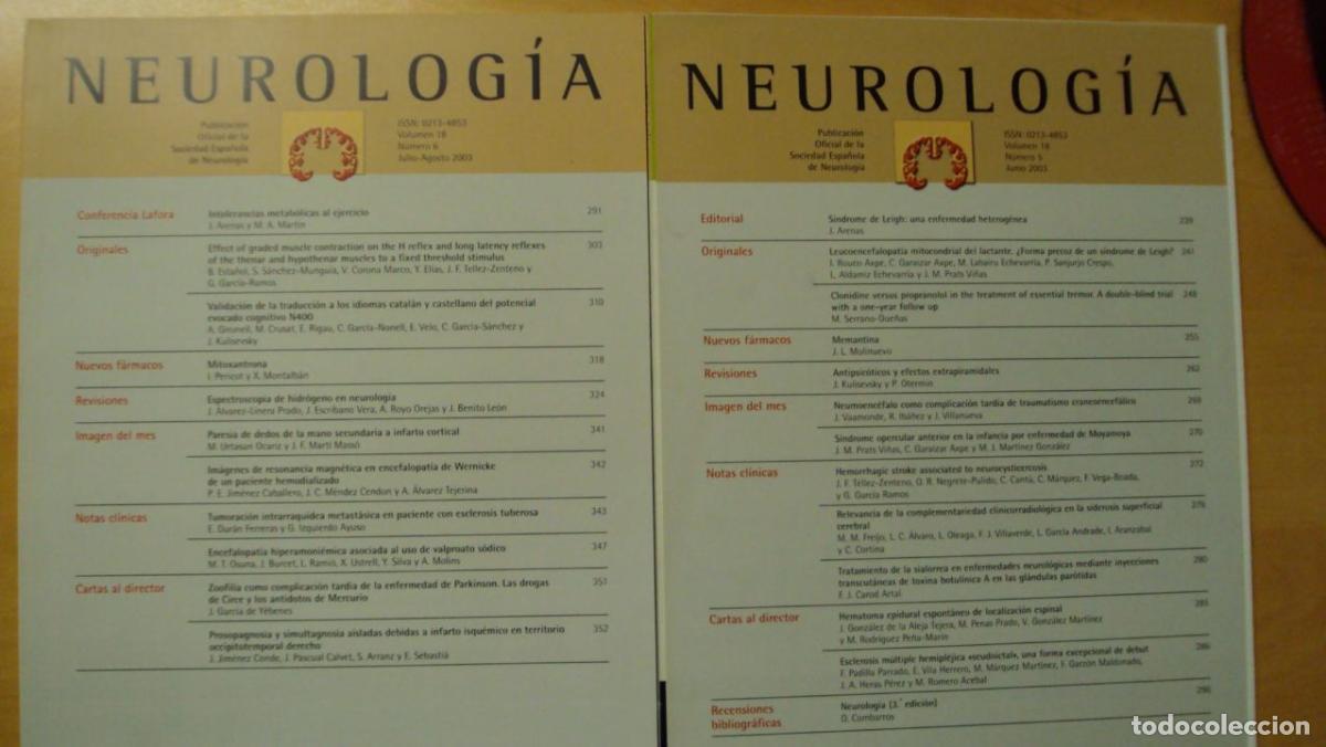 Libros: NEUROLOG&Iacute;A. Vol 18 (5) (6) - Foto 1