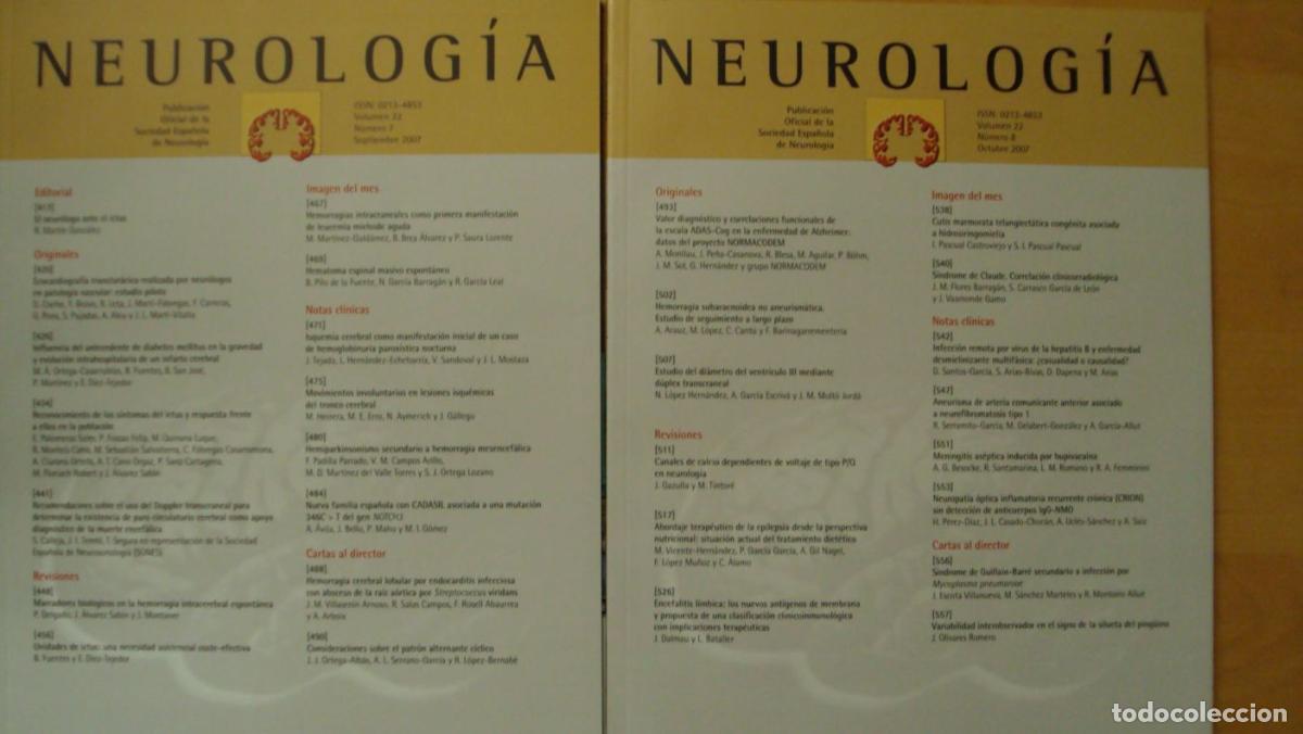 Libros: NEUROLOG&Iacute;A. Vol 22 (8) (7) - Foto 1