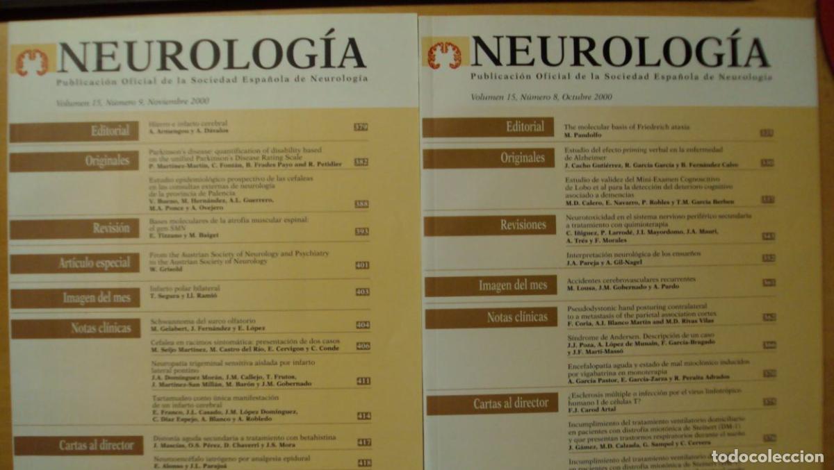 Libros: NEUROLOG&Iacute;A. Vol 15 (8) (9) - Foto 1