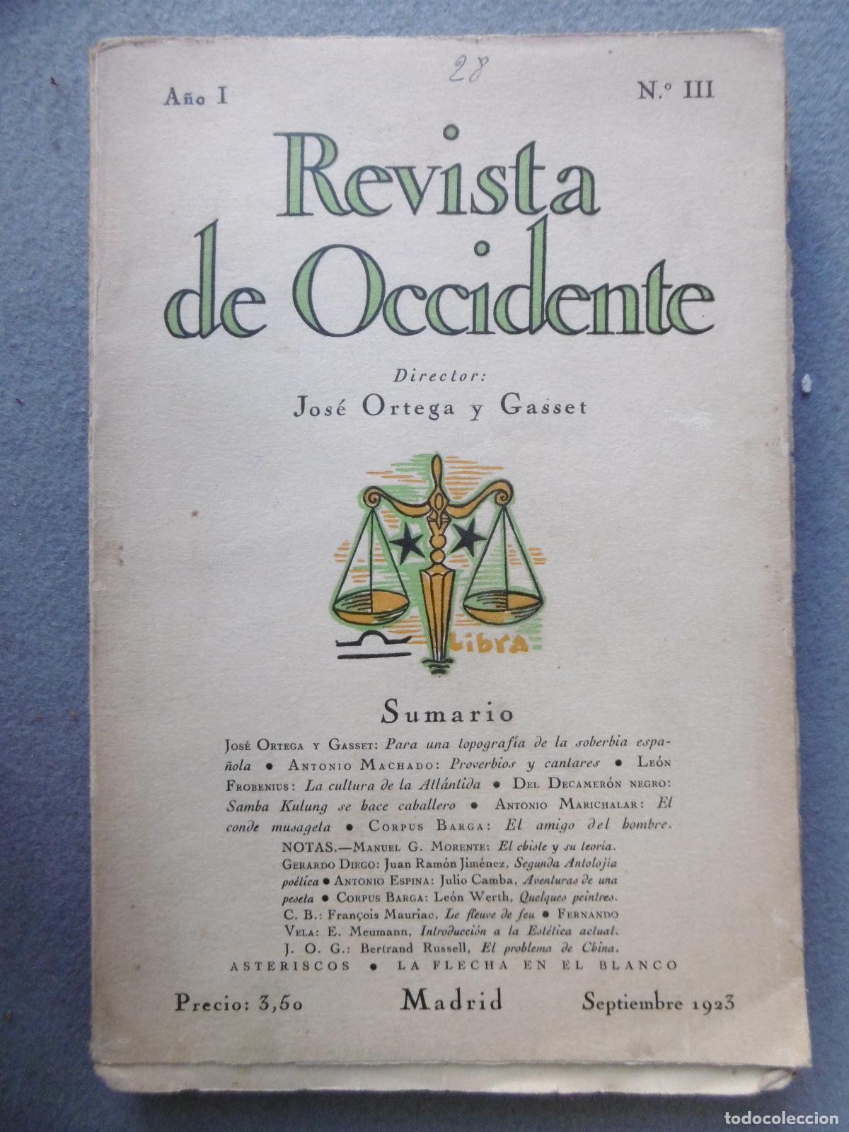 Libros: REVISTA DE OCCIDENTE. A&ntilde;o I n&ordm; 3. - ORTEGA Y GASSET, JOS&Eacute; (Dir). - Foto 1