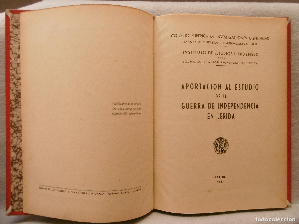 Libros: APORTACI&Oacute;N AL ESTUDIO DE LA GUERRA DE LA INDEPENDENCIA EN L&Eacute;RIDA.