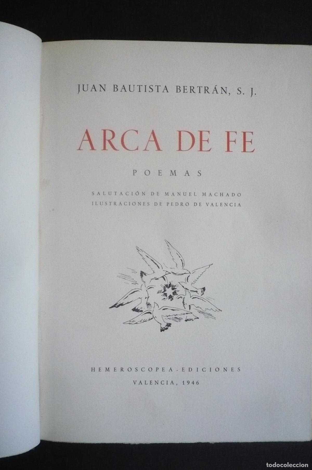 Libros: ARCA DE FE. POEMAS. - BERTR&Aacute;N, JUAN BAUTISTA. - Foto 10