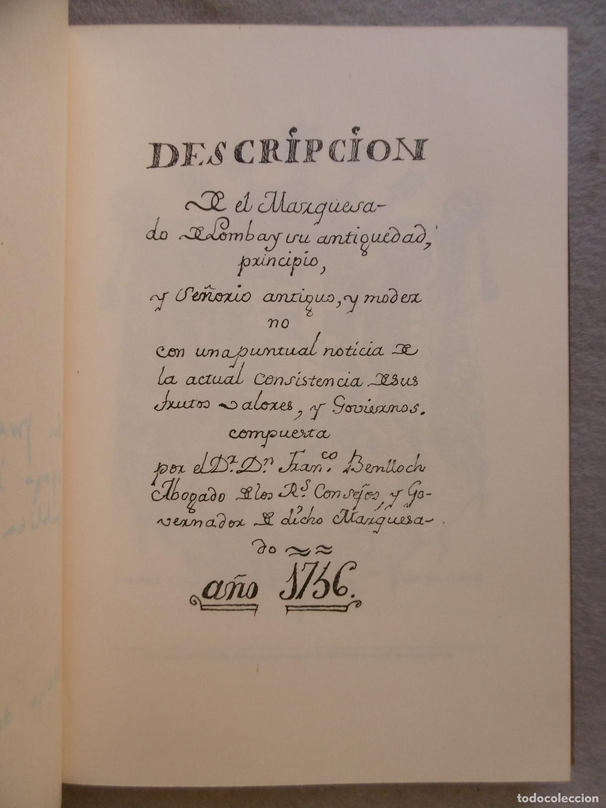 Libros: MARQUESADO DE LLOMBAY. - BENLLOCH, FRANCISCO. - Foto 4