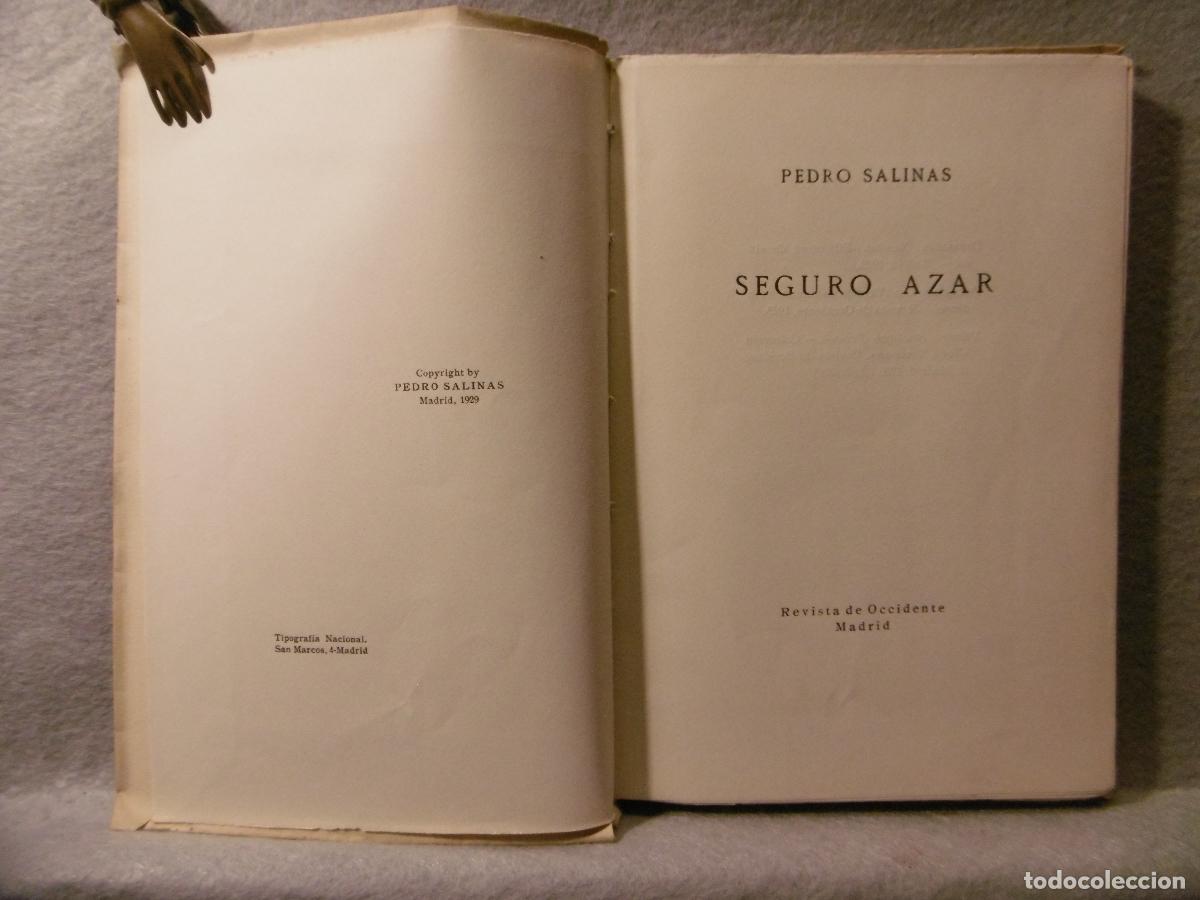 Libros: SEGURO AZAR. 1&ordf; edici&oacute;n. - SALINAS, PEDRO. - Foto 2