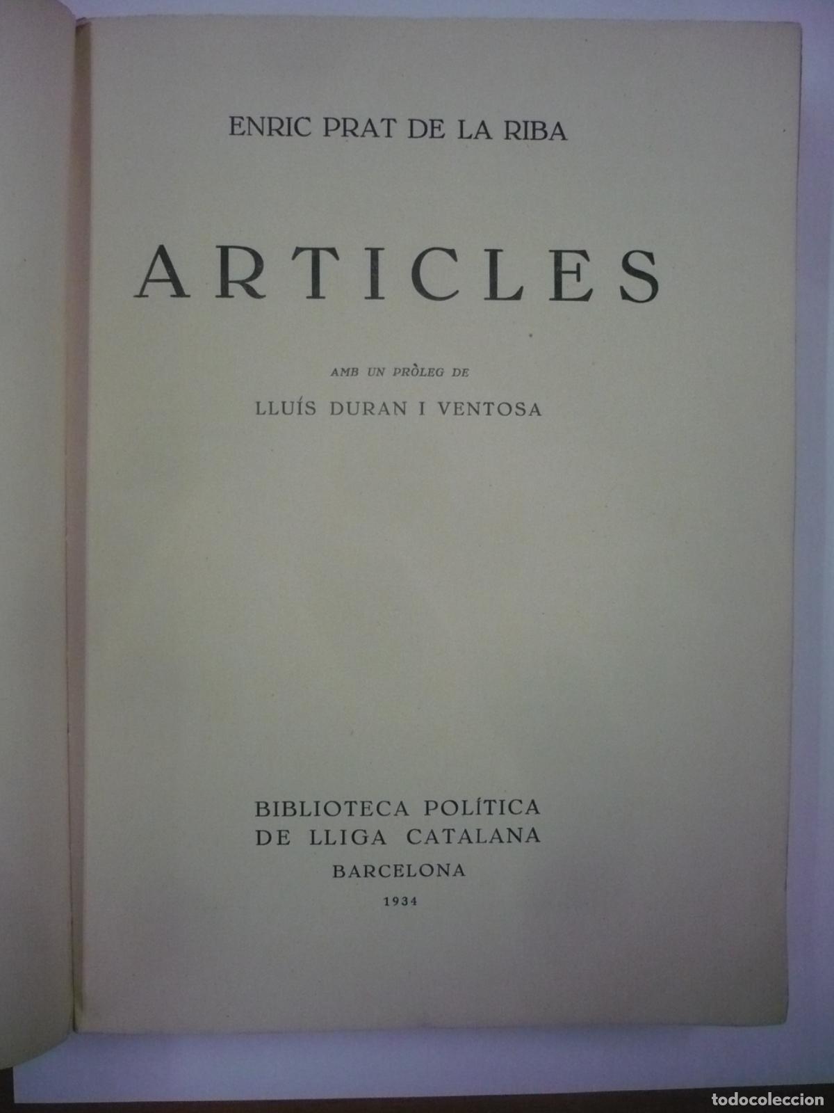 Libros: ARTICLES. - PRAT DE LA RIBA, ENRIC. - Foto 16